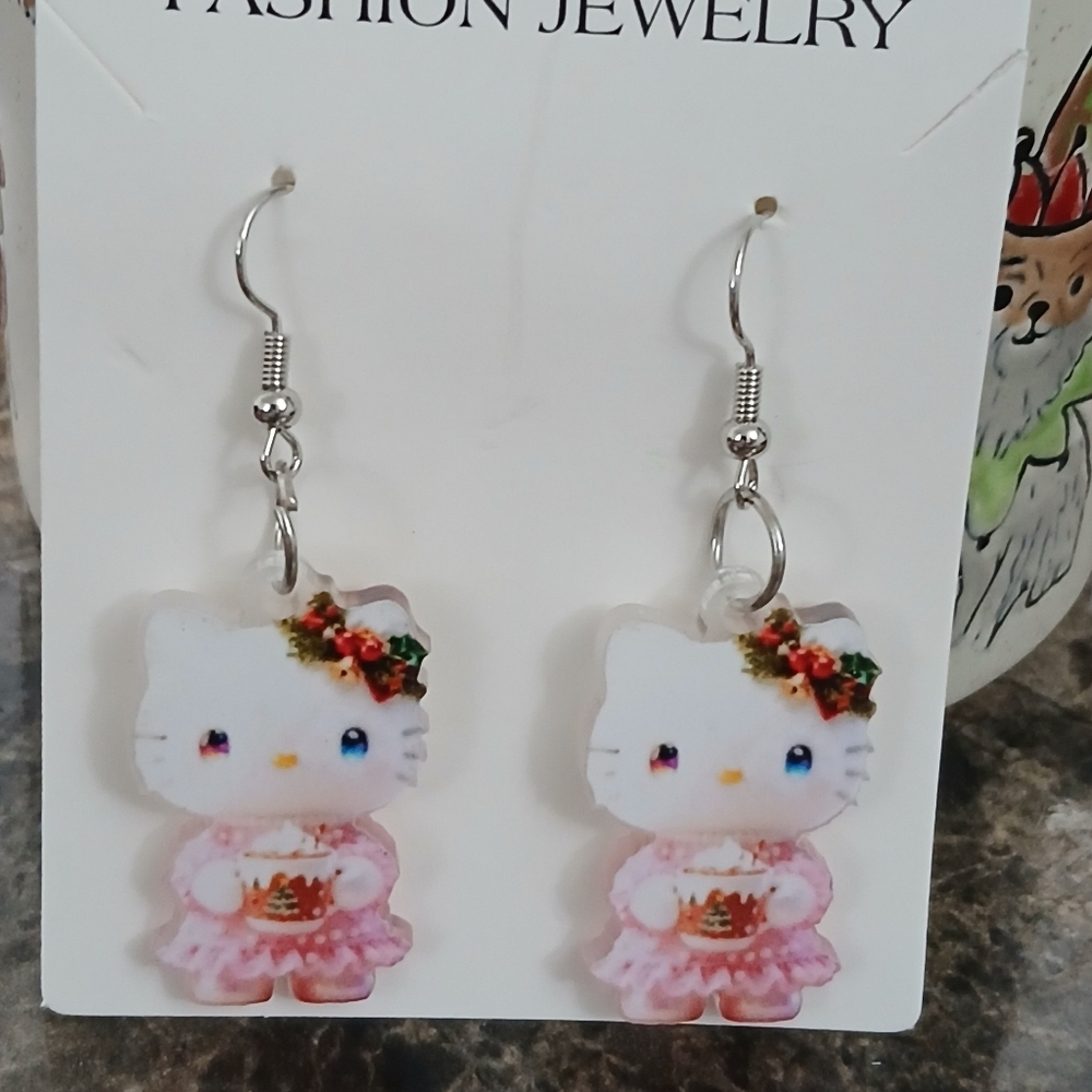 New Christmas Hello Kitty Earrings Pumpkin Spice Latte Sanrio